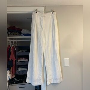 abercrombie white linen wide leg pants